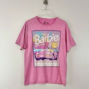 Barbie Dream Car Pink Distressed Graphic T-Shirt